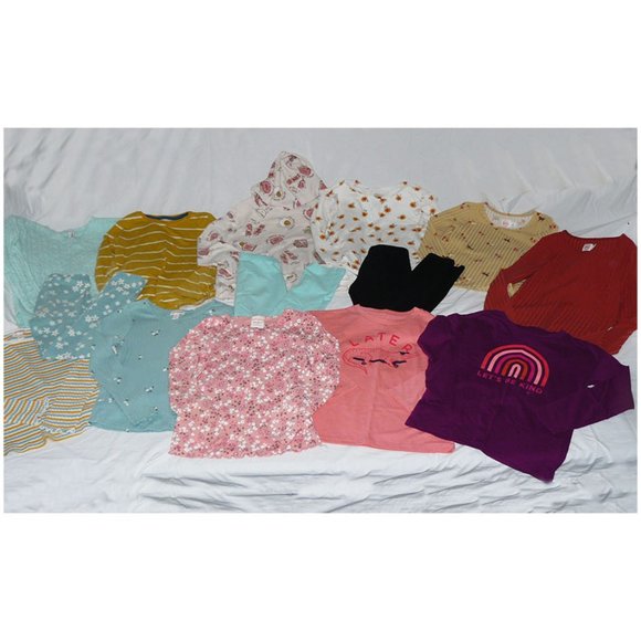 14 PC Girls Tops Pants Sweaters Lot Cat & Jack Jumping Beans Thereabouts, SZ 7/8